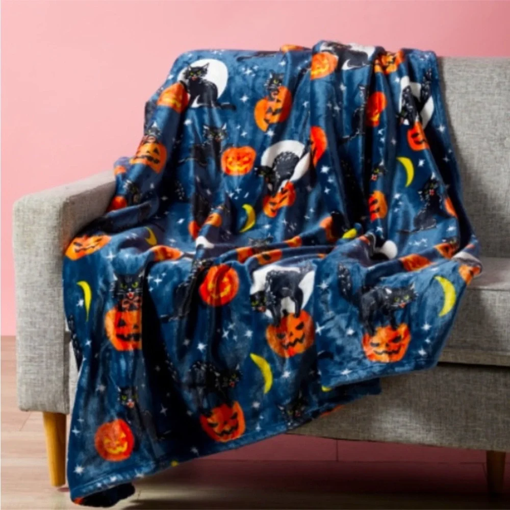 Wicked black cats Halloween throw blanket *FIRM PRICE*